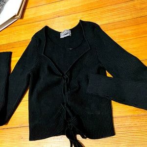 Urban Outfitters XS Black Knit Sweater Lace Up Front